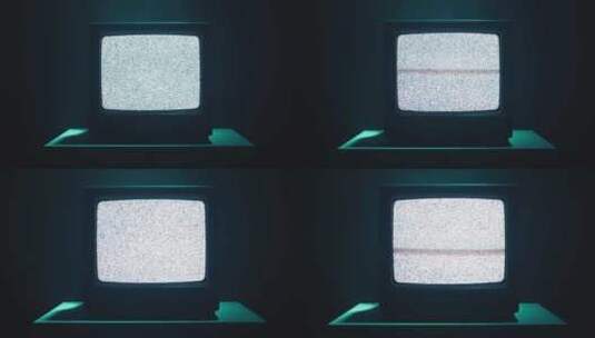 夜间信号不好的老式电视高清在线视频素材下载