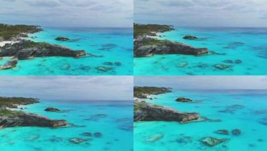 百慕大，空中飞行，热带天堂，美丽的风景，岩礁，大西洋高清在线视频素材下载