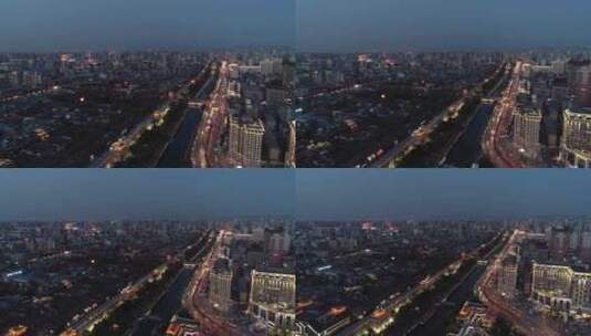 西安城墙夜景航拍高清在线视频素材下载