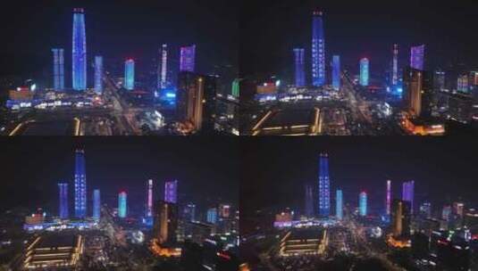 中国广东省东莞市东城街道中心广场建筑群高清在线视频素材下载