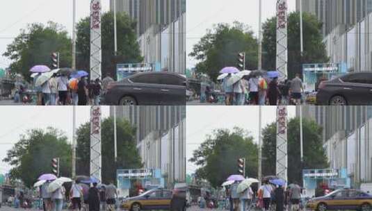 雨天 下雨 城市风光 写意 台风 雨中景色高清在线视频素材下载