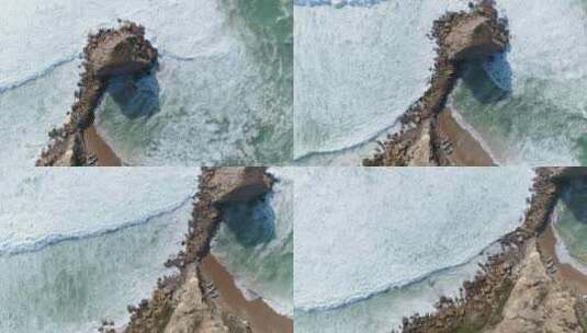 海浪和岩石高清在线视频素材下载