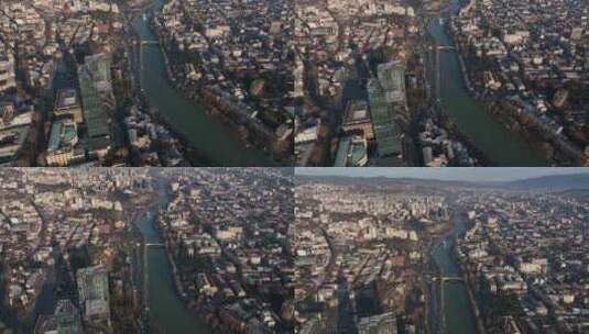 早晨空中城市景观高清在线视频素材下载
