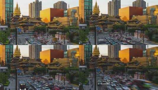 上海静安寺延时摄影4K高清在线视频素材下载
