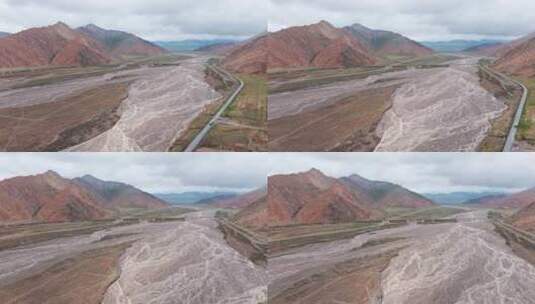 青海昆仑山脉山川河流青藏铁路大气航拍高清在线视频素材下载