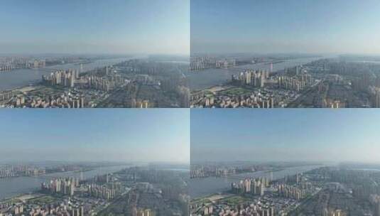 武汉长江两岸城市风光航拍长江风景河流经济高清在线视频素材下载