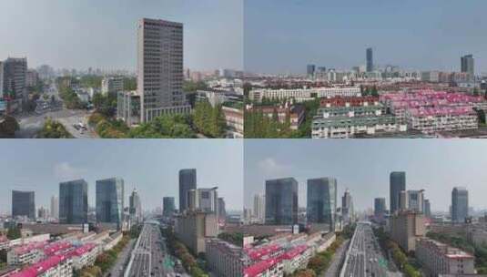 上海杨浦区五角场航拍高清在线视频素材下载