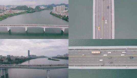 柳州文昌大桥柳江城市风光航拍高清在线视频素材下载