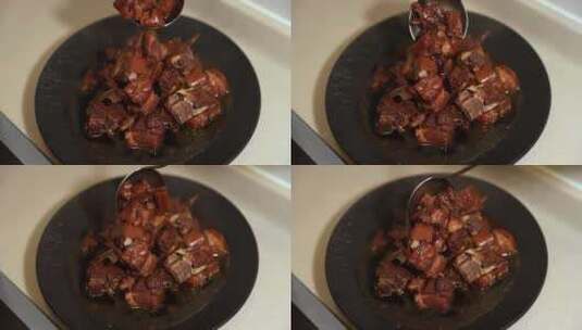 一碗红烧羊肉  4k升格慢镜头高清在线视频素材下载