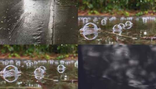 梅雨季节下雨雨天街道道路高清在线视频素材下载