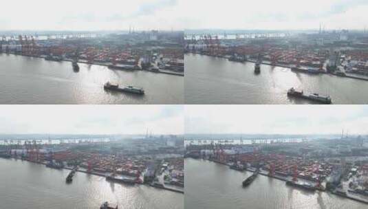 中国广东省广州市黄埔区黄埔新港码头高清在线视频素材下载