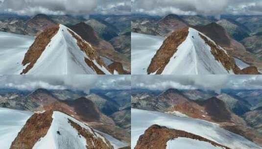 航拍四川甘孜沙鲁里山脉尼登贡嘎雪山高清在线视频素材下载