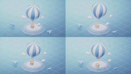 热气球3d动画循环高清在线视频素材下载