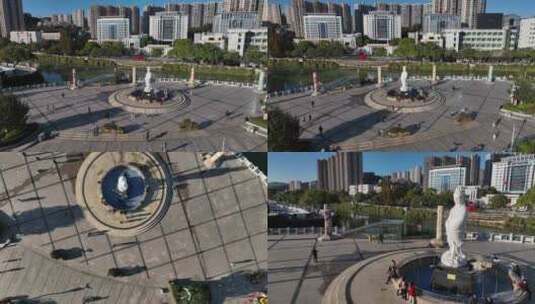 福建省泉州市德化县瓷都广场航拍高清在线视频素材下载