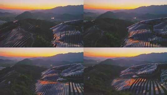 山上太阳能光伏板 太阳能发电站航拍高清在线视频素材下载
