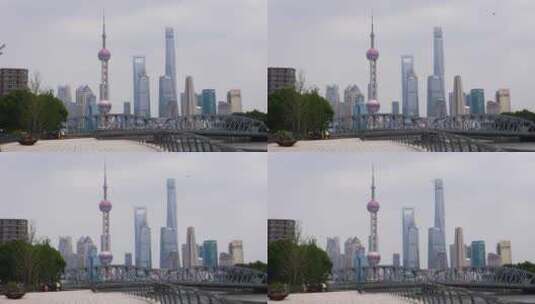 4K城市上海外滩东方明珠外白渡桥100P高清在线视频素材下载