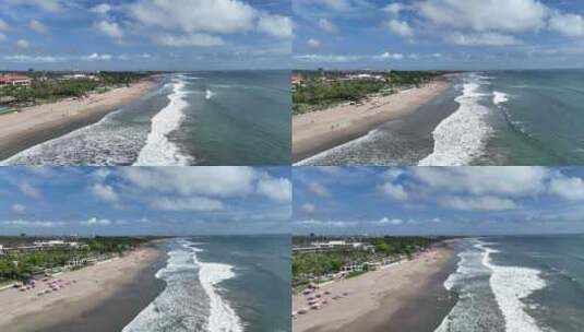 航拍海岸线夏季城市风光高清在线视频素材下载