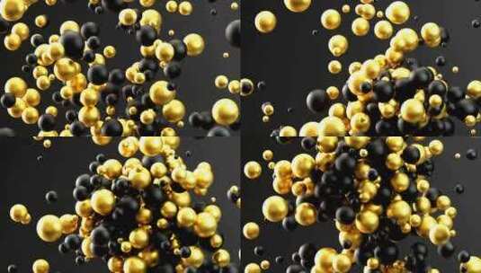 金色黑色球体落下3d动画高清在线视频素材下载