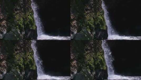 阳光下清澈瀑布水珠喷洒升格空镜高清在线视频素材下载