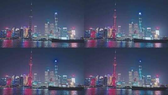 上海陆家嘴外滩夜景航拍高清在线视频素材下载