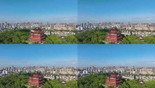 航拍杭州城隍阁高清在线视频素材下载