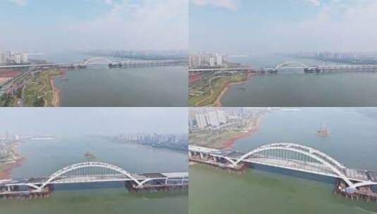 南昌在建复兴大桥航拍高清在线视频素材下载