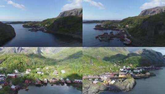 航拍海边小镇风景高清在线视频素材下载