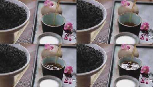 （慢镜头）高品质茶叶展示红茶冲茶倒茶高清在线视频素材下载