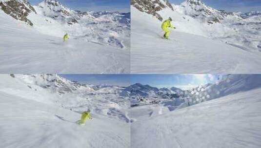 空滑雪道上非常好的滑雪者高清在线视频素材下载