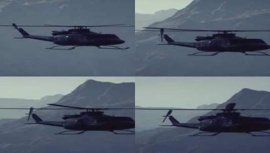 一架直升机飞过天空中的一座山高清在线视频素材下载