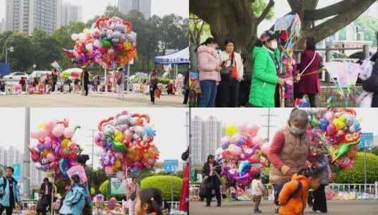 气球 卖气球 小商贩高清在线视频素材下载