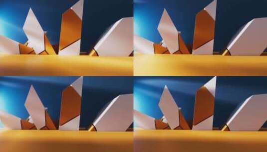 创意橙色几何体建筑空间三维渲染高清在线视频素材下载