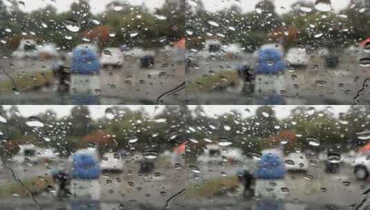 雨水滴在窗户上高清在线视频素材下载