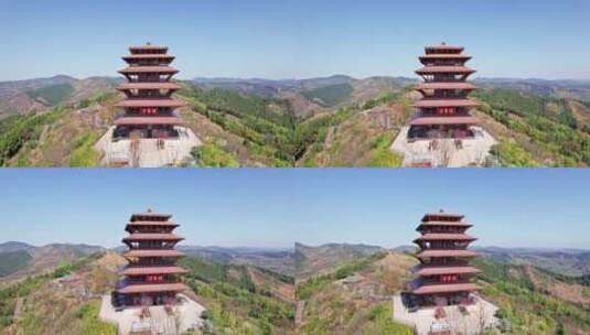 成都龙泉山城市森林公园丹景山丹景阁航拍高清在线视频素材下载