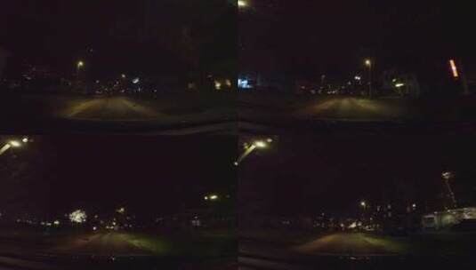 夜晚车内拍摄幽暗的街道高清在线视频素材下载