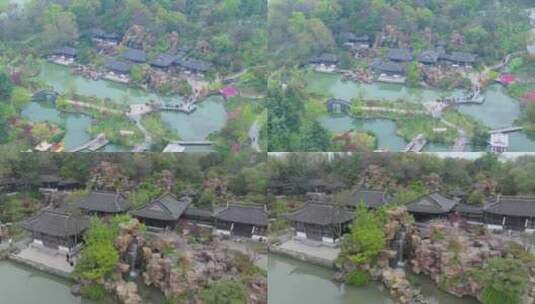 航拍烟雨江南扬州瘦西湖风景区高清在线视频素材下载