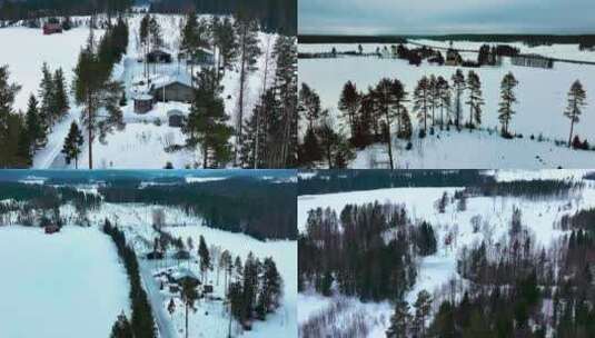 4K航拍瑞典雪景风景自然风光高清在线视频素材下载