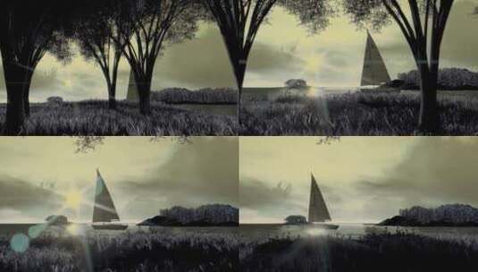 动画从树林到帆船高清在线视频素材下载