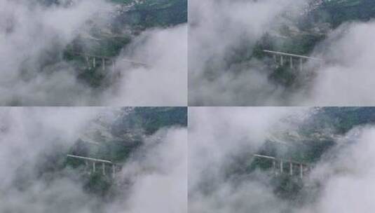 高铁在云雾中穿行高清在线视频素材下载