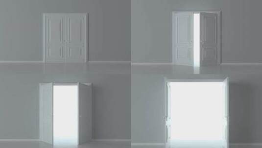 白色背景上的双开门白色门高清在线视频素材下载