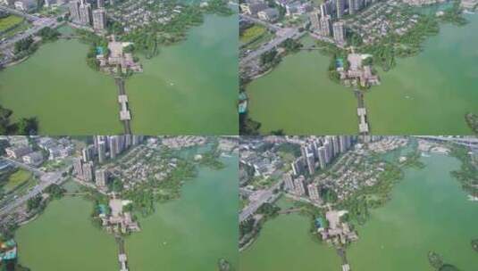 中国长沙市月湖公园航拍高清在线视频素材下载