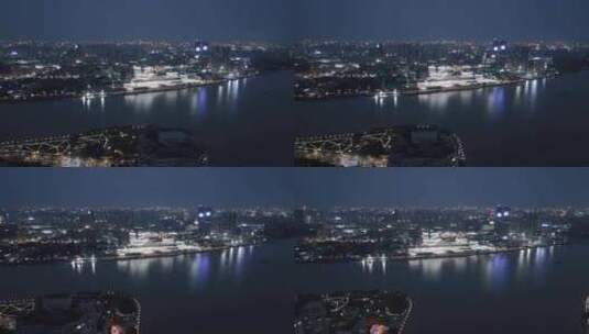 广州白鹅潭夜景航拍高清在线视频素材下载