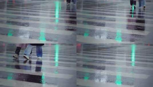 自然雨天雨滴路口行人过马路2111202013高清在线视频素材下载