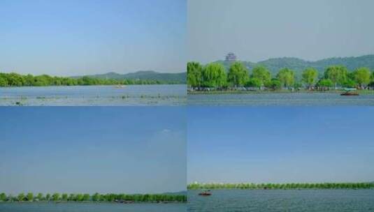 杭州西湖白堤苏堤柳树各个角度风景美景风光高清在线视频素材下载