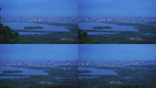 杭州西湖蓝调城市夜景高清在线视频素材下载