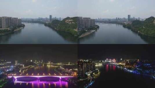 航拍广西柳州城市风光柳州建设高清在线视频素材下载