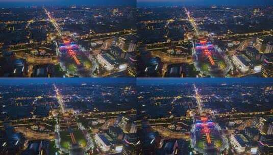 中国陕西西安城墙南门永宁门天际线夜景航拍高清在线视频素材下载