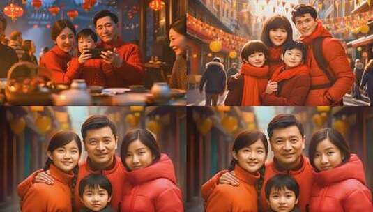 相亲相爱一家人 团圆年夜晚欢聚幸福亲情高清在线视频素材下载