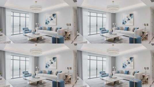 现代简约风格客厅室内场景高清在线视频素材下载