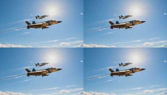 双战斗机空中飞行画面高清在线视频素材下载